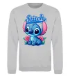 Свитшот Stitch з квітами Серый меланж фото