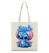 Еко-сумка Stitch з квітами Бежевий фото