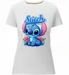 Жіноча преміум футболка Stitch з квітами Білий фото
