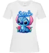 Жіноча футболка Stitch з квітами Білий фото