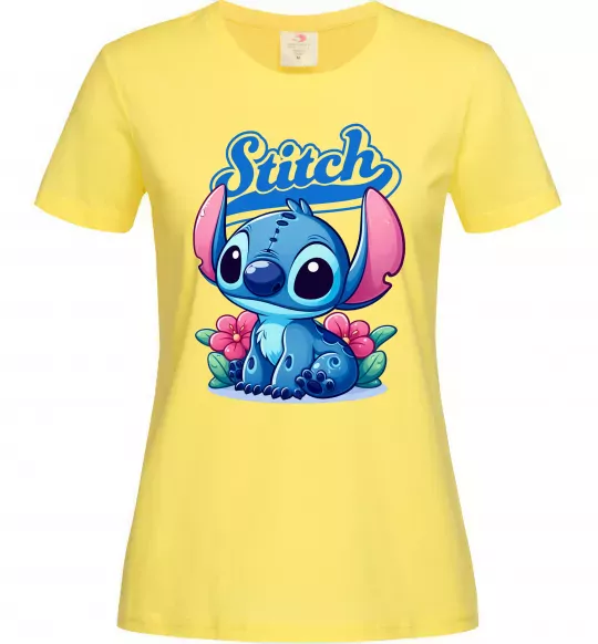 Жіноча футболка Stitch з квітами Лимонний фото