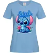 Жіноча футболка Stitch з квітами Блакитний фото