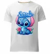 Чоловіча преміум футболка Stitch з квітами Білий фото