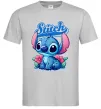 Чоловіча футболка Stitch з квітами Сірий фото