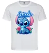 Чоловіча футболка Stitch з квітами Білий фото