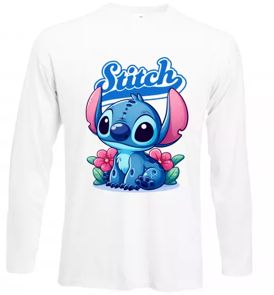 Лонгслив Stitch з квітами Белый фото