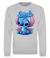 Свитшот Stitch з квітами Серый меланж фото
