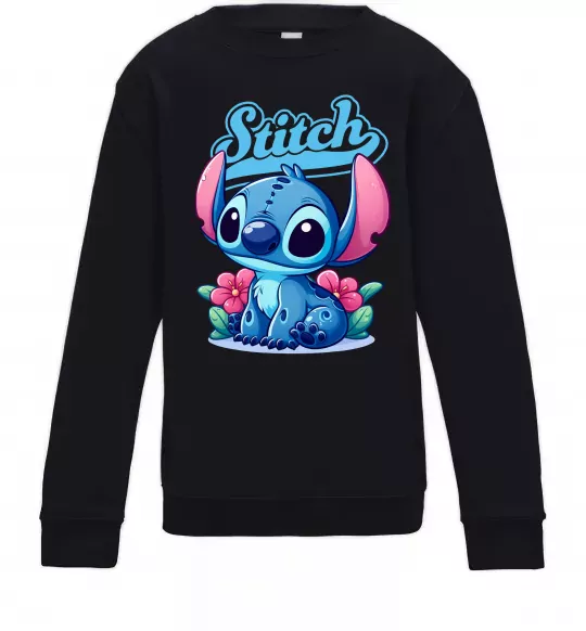 Детский Свитшот Stitch з квітами Черный фото