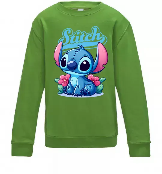 Детский Свитшот Stitch з квітами Лаймовый фото