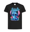 Детская футболка Stitch з квітами Черный фото