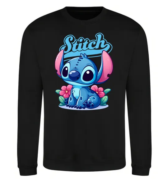 Свитшот Stitch з квітами Черный фото