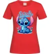 Жіноча футболка Stitch з квітами Червоний фото