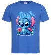Чоловіча футболка Stitch з квітами Яскраво-синій фото
