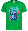 Чоловіча футболка Stitch з квітами Зелений фото