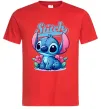 Чоловіча футболка Stitch з квітами Червоний фото