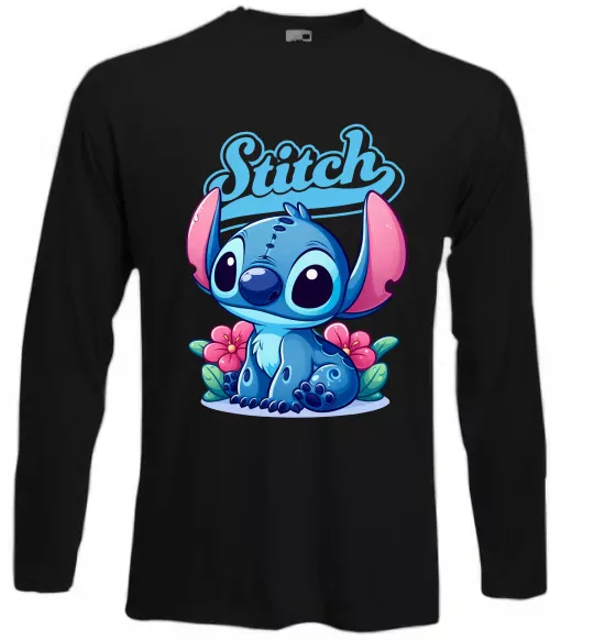 Лонгслив Stitch з квітами Черный фото