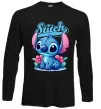 Лонгслив Stitch з квітами Черный фото