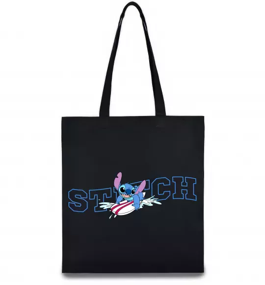 Еко-сумка Стіч ловить хвилю Чорний фото