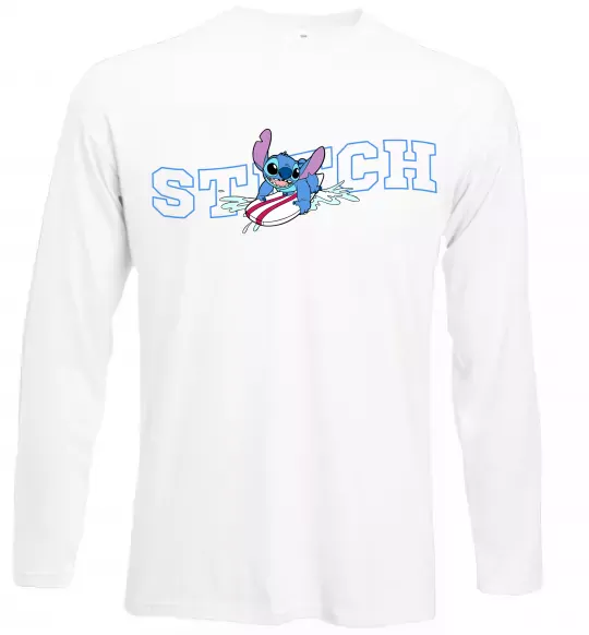 Лонгслив Стіч ловить хвилю Белый фото