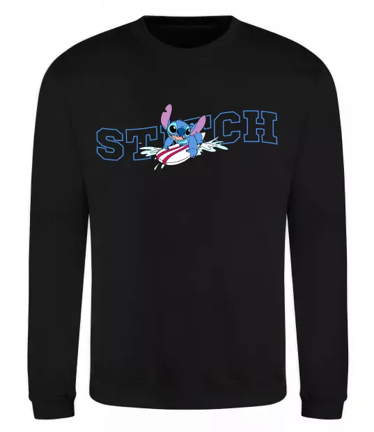 Свитшот Стіч ловить хвилю Черный фото