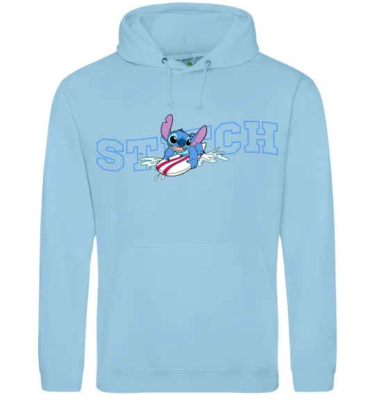 Мужская толстовка (худи) Стіч ловить хвилю Голубой фото