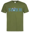 Мужская футболка Stitch напис Оливковый фото