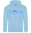 Мужская толстовка (худи) Stitch напис Голубой фото