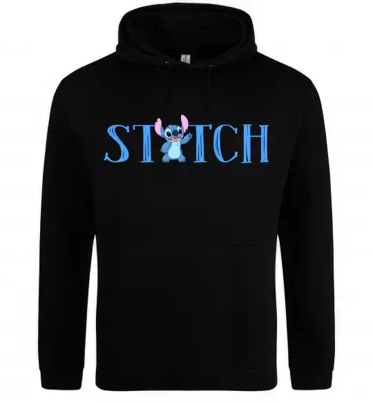 Женская толстовка (худи) Stitch напис Черный фото
