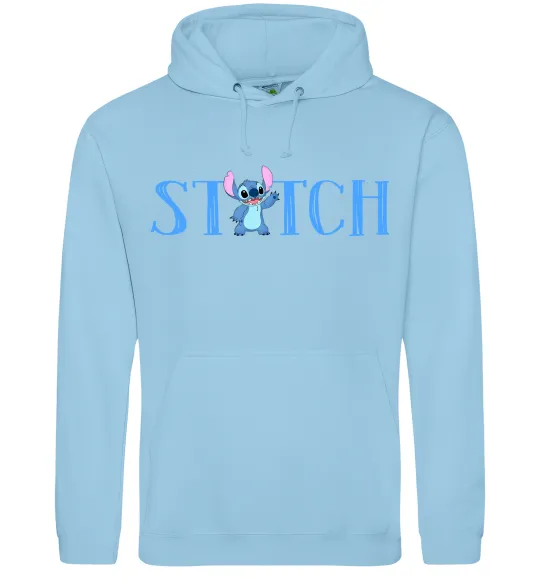 Женская толстовка (худи) Stitch напис Голубой фото