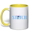 Чашка с цветной ручкой Stitch напис Лимонный фото