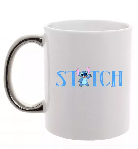 Чашка с цветной ручкой Stitch напис Серебро фото