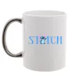 Чашка с цветной ручкой Stitch напис Серебро фото