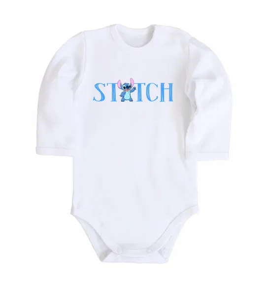 Дитячий бодік Stitch напис Білий фото