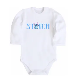 Дитячий бодік Stitch напис Білий фото