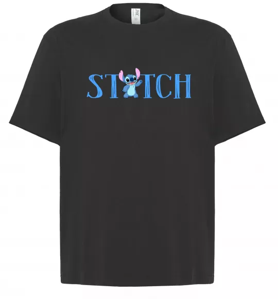 Футболка Оверсайз Stitch напис Черный фото