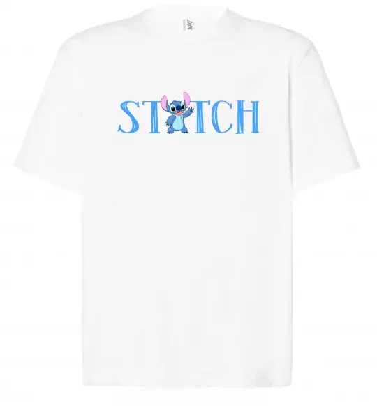 Футболка Оверсайз Stitch напис Белый фото
