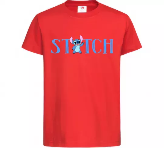 Детская футболка Stitch напис Красный фото