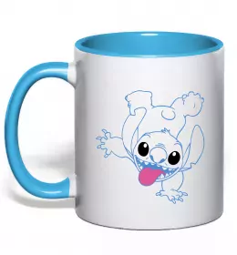 Чашка с цветной ручкой Стіч з сердечком Голубой фото