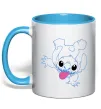Чашка с цветной ручкой Stitch happy Голубой фото