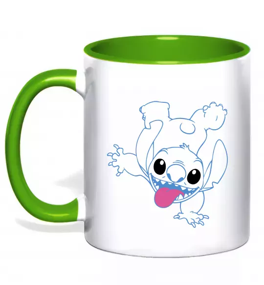 Чашка с цветной ручкой Stitch happy Зеленый фото