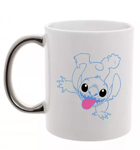 Чашка с цветной ручкой Stitch happy Серебро фото