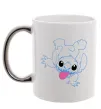 Чашка с цветной ручкой Stitch happy Серебро фото
