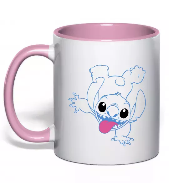 Чашка с цветной ручкой Stitch happy Нежно розовый фото