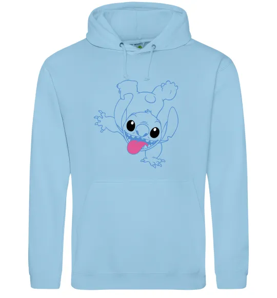 Мужская толстовка (худи) Stitch happy Голубой фото