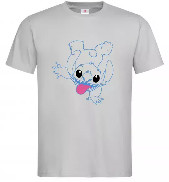 Мужская футболка Stitch happy Серый фото
