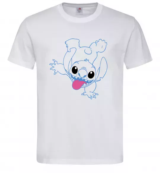 Мужская футболка Stitch happy Белый фото