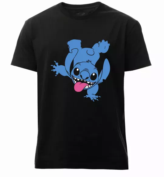 Мужская премиум футболка Stitch happy Черный фото