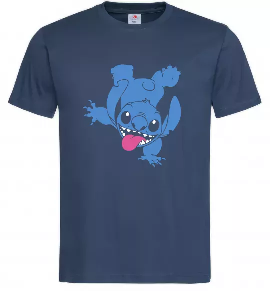 Мужская футболка Stitch happy Темно-синий фото