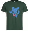 Мужская футболка Stitch happy Темно-зеленый фото