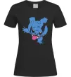 Жіноча футболка Stitch happy Чорний фото